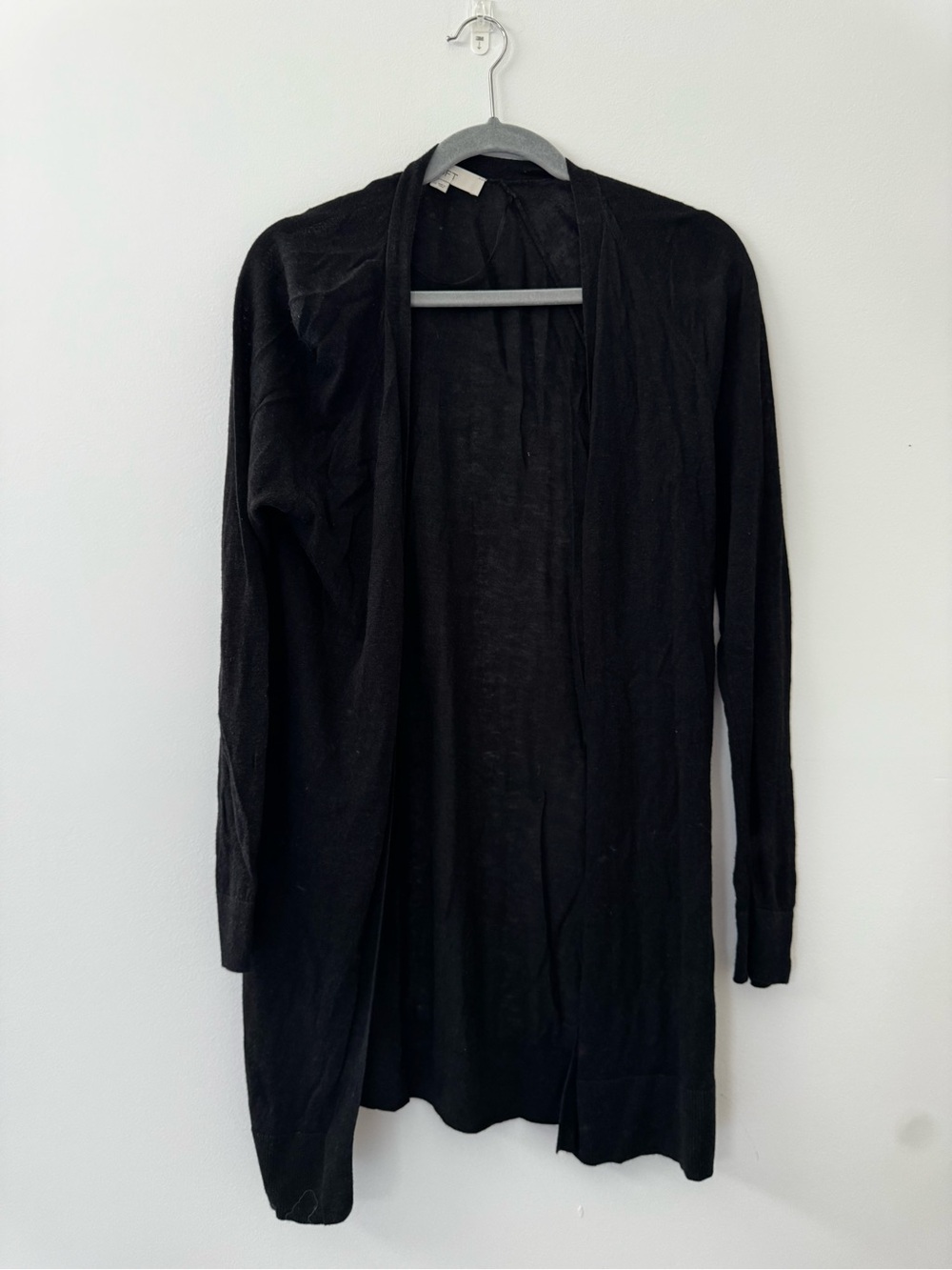LOFT Long Open Front Black Cardigan
